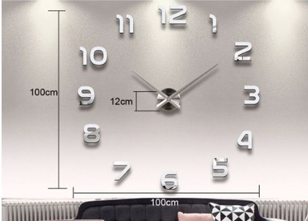 

home decoration big number mirror wall clock modern design large 3d watch unique gifts
