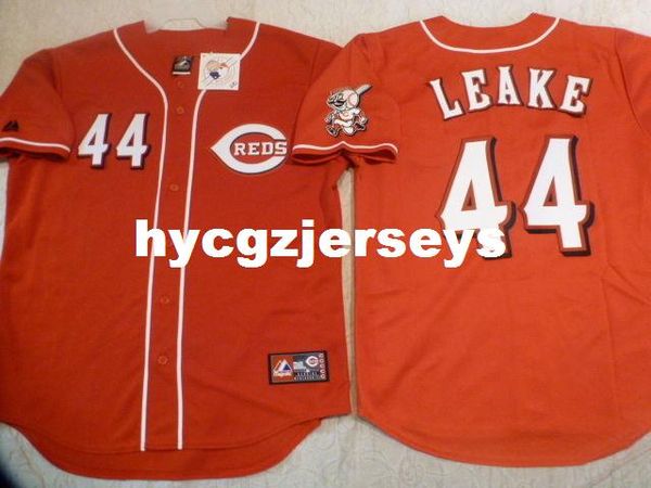 

baseball #44 mike leake sewn shirt jersey w/red leg patch mens stitched jerseys big and tall size xs-6xl for sale, Black;blue
