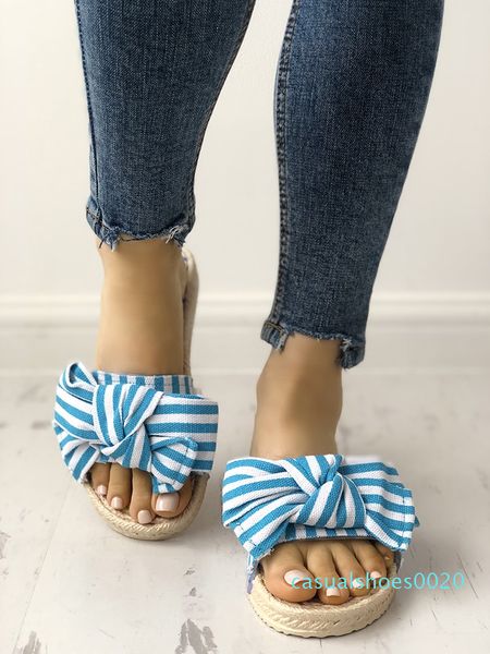 

lapolaka 2019 size 36-40 leisure striped beach shoes summer sweet big bow outdoor slippers fashion women's shoes woman slides c20, Black