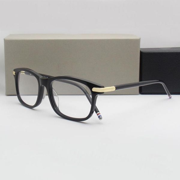 

design thom acetate business eyeglasses men retro optical prescription glasses frame women spectacles oculos de grau, Black