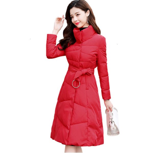 

long parkas female women winter jacket coat thick cotton warm jacket down cotton parkas solid color elegant outerwear, Black