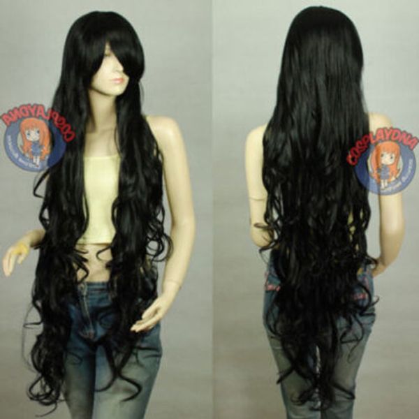 

kanekalon series black curly wavy long cosplay wig 120cm