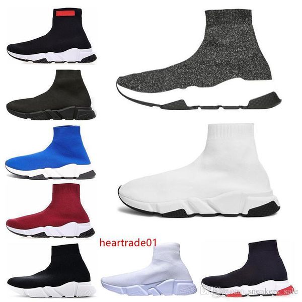 

boxsock with trainer men women speed shoes black white blue red glitter flat fashion luxury mens trainers runner sneakers eur 36-45