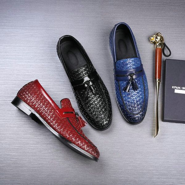 

italian men leather flats driving shoes men brogue moccasins dress shoes formal business oxfords for a51-52, Black