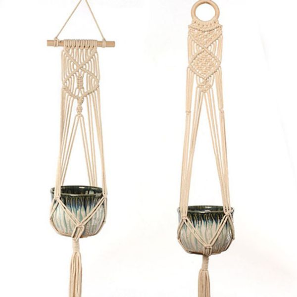 

macrame plant hangers flower pot holder hanger wall decoration hanging baskets countyard garden jute rope braided craft