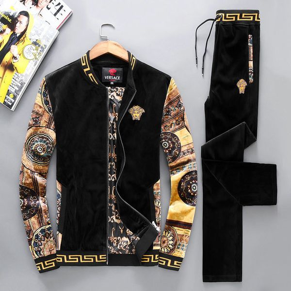 

mens versace дизайнер куртки спорта euramerican спорт пальто мужские костюмы балахон и фуфайка черно-белые осенние и зимние хип-хоп бег трус, Gray