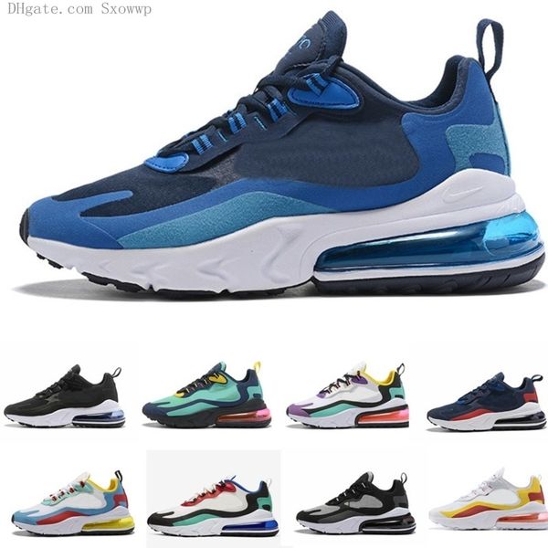 

2019 wholesale react men running shoes triple black white grey fashion mens trainers breathable sports sneakers size 40-46