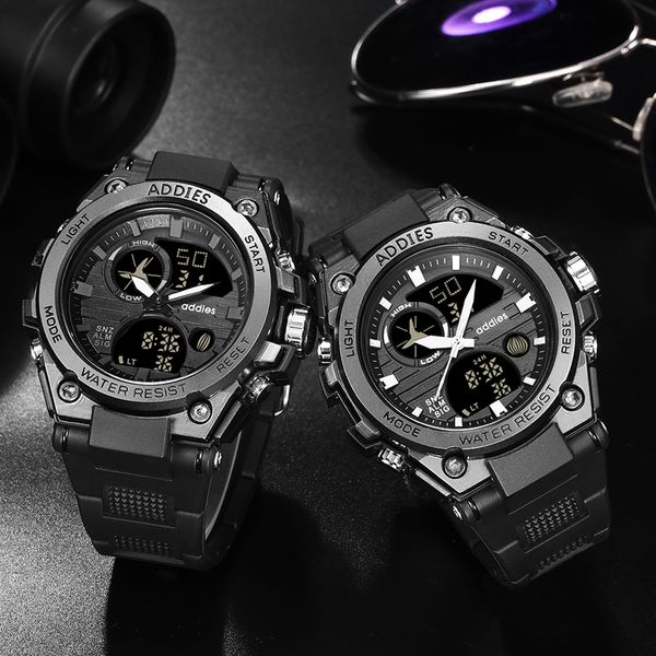 

2019 new fashion addies men quartz sports watch 50m waterproof luxury sport watch digital outdoor diving wristwatch, Slivery;brown