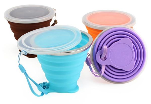 

200ml wholesale portable silicone retractable folding cup colors outdoor telescopic collapsible folding tumblerful cups folding water cup
