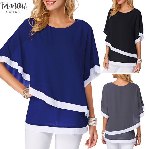 

plus size s 5xl women summer chiffon blouse loose korean blouses casual black shirt female office blusas mujer de moda 2020, White