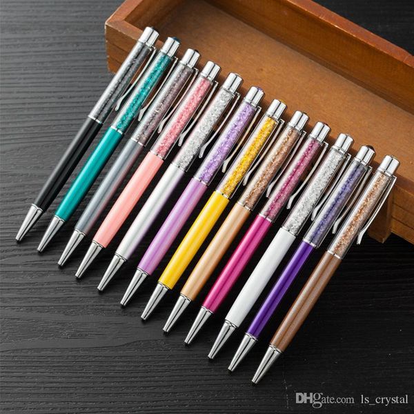 

fashion bling rhinestone ball pen ballpoint pen crystal diamond on the black ink gift pens wj002, Blue;orange