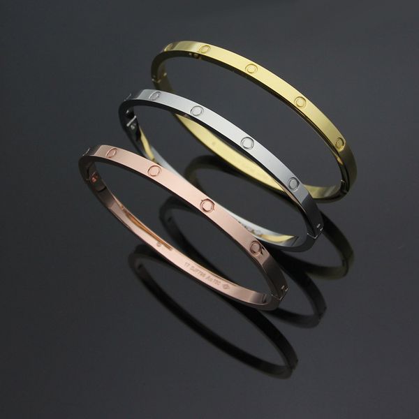 

jewelry wholesale 2020 new narrow version clasp screw bracelet couple bracelet titanium steel men and women clasp nail, Black