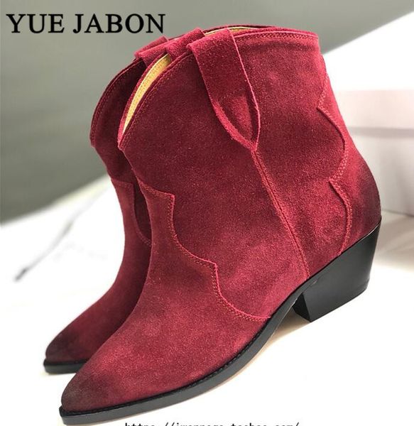 

western black genuine leather winter boots for women pointed toe flat winter ankle boots women kitten heels cowboy botas mujer