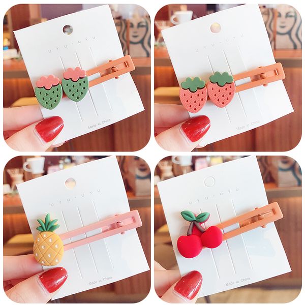 

2020 cute candy acrylic fresh fruit ornament hair clips for girls children lovely barrettes hairpins kids sweet hair accessories, Slivery;white