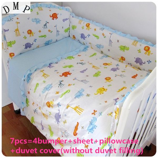 

discount 6/7pcs 100% cotton baby cot bedding set unpick and wash crib piece set ,120*60/120*70cm