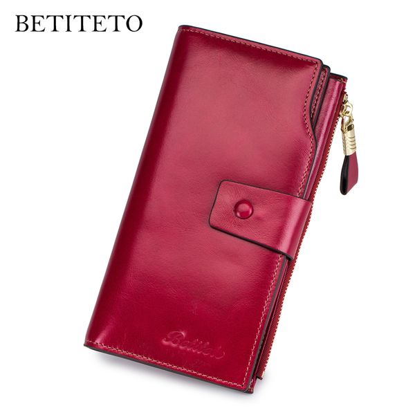 

betiteto brand genuine leather women wallet female coin purse, Red;black
