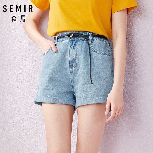 

semir denim шорты женщин летом 2019 новой корейской версии свободный аромат ретро шик керлинг широкую ногу горячие штаны тенденции, Blue