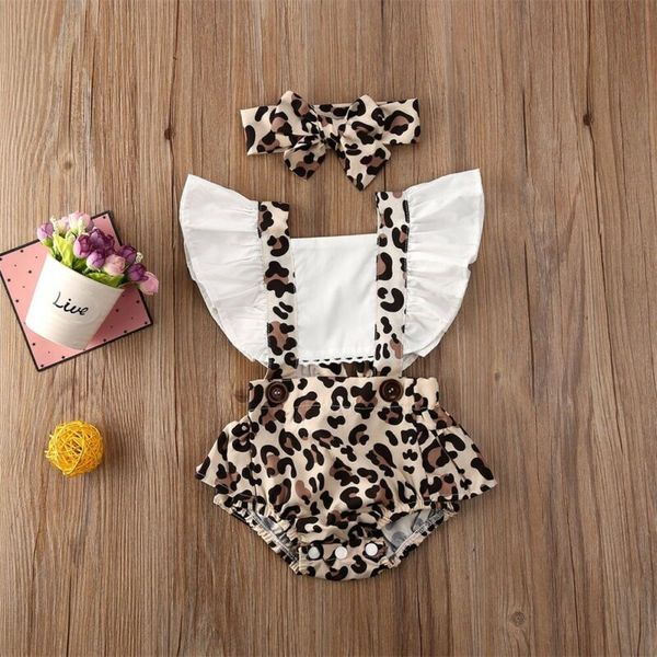

clothing sets born infant baby girl leopard ruffle romper jumpsuit summer outfits clothes, White