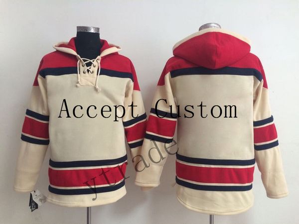 

2019 2020 customized hockey hoodies long sleeve outdoor wear men hockey custom hoodie jackets beige red, Black;red