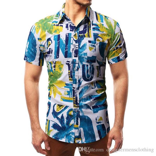 

coconut print mens causal summer shirts short sleeve turn-down collar fashion shirts teenager business designer clothing, White;black