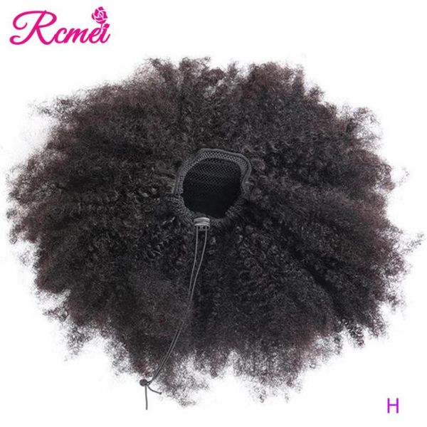 

afro kinky curly ponytail human hair remy brazilian drawstring ponytail 1 piece clip in hair 1b pony tail, Black;brown