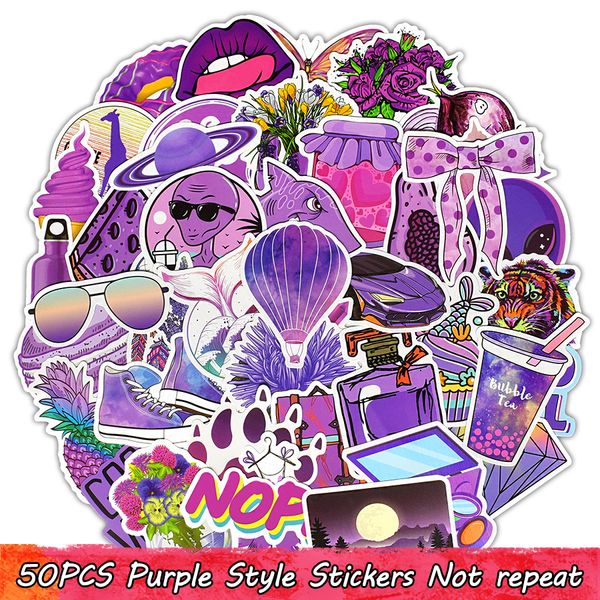 50 шт. VSCO Purple Водонепроницаемые виниловые наклейки Пакет для девочек Подростки для девочек Подростки для DIY Ноутбук Бутылка Бутылка Бутылка Чемодан Чемодан Номер Декор Party Favors