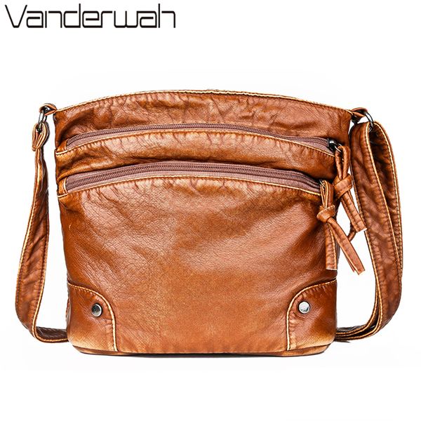 

many pocket winter crossbody shoulder bag for women retro handbag female soft washed leather purses and handbags bags sac a main