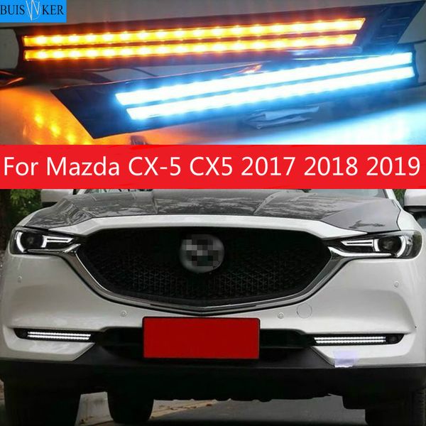 

2pcs 12v led drl daytime running light with yellow turning signal fog lamp for cx-5 cx5 2020 2020
