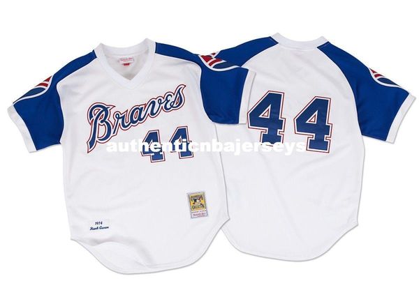 

hank aaron atlanta #4 mitchell & ness retro 1974 pullover jersey, Black;blue