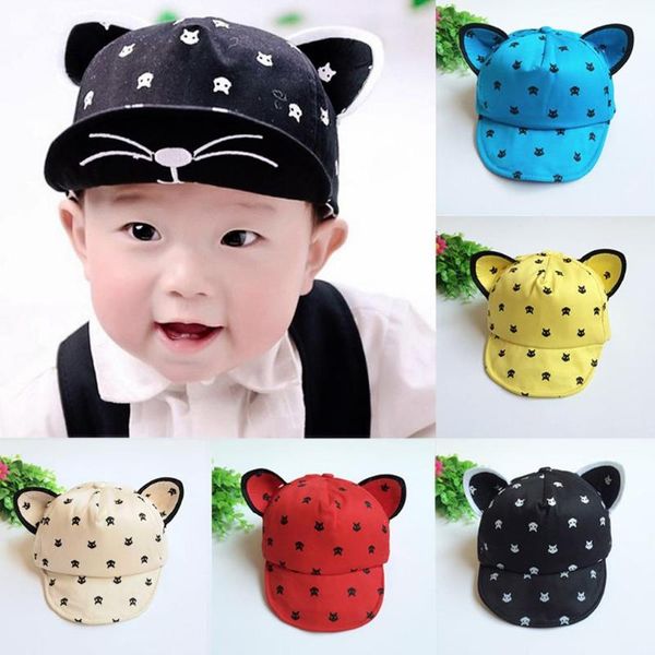 

summer baby hats with ears baseball cap baby boys girls sun hat, Yellow