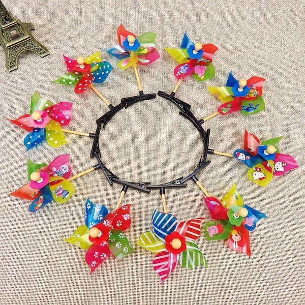 

scan qr code and send gifts gifts scenic spot cute headdress children sell cute artifact cartoon windmill hairpin headdress, Slivery;white