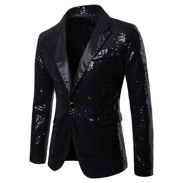 

v neck sequins single button mens party blazer fashion panelled skinny mens club coats, White;black