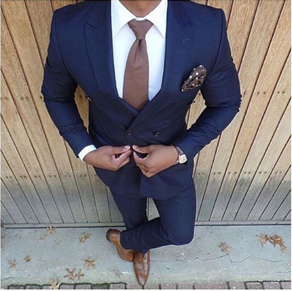 

double-breasted groomsmen peak lapel groom tuxedos men suits wedding/prom man blazer ( jacket+pants+tie) 079, Black;gray