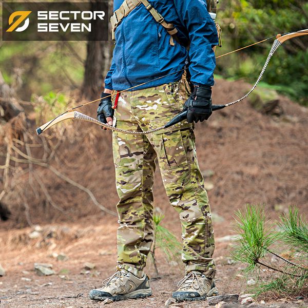 

sector seven men camouflage tactical pants cargo casual trousers, Black