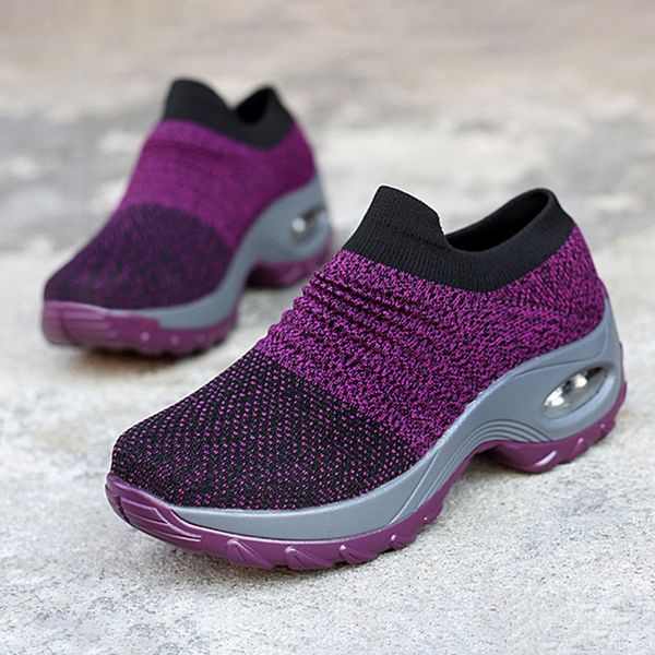 

women sneakers breathable mesh running shoes platform sneakers slip-on running shoes
