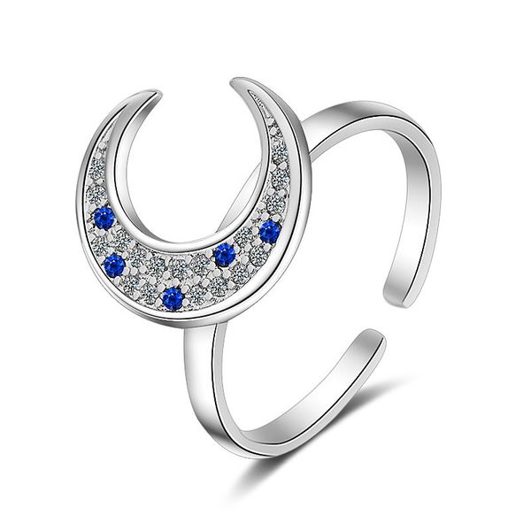 

new arrival 925 sterling silver fashion moon crystal female birthday gift ladies`finger rings jewelry women open ring no fade