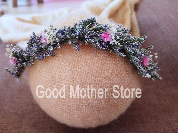 

dried flower headwear new style headwear infantile pure handmade flower headbands newborn pgrapphy props, Slivery;white