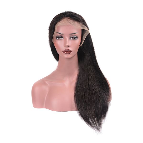 

natural black long straight human hair lace front wigs 8''-24'' 1b# 100% human hair for women