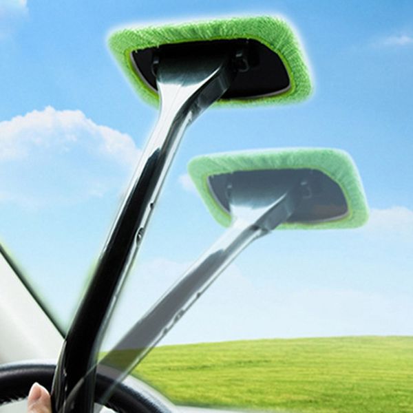 

car washer brush microfiber window cleaner long handle dust car care windshield shine towel handy cleaning washable tool