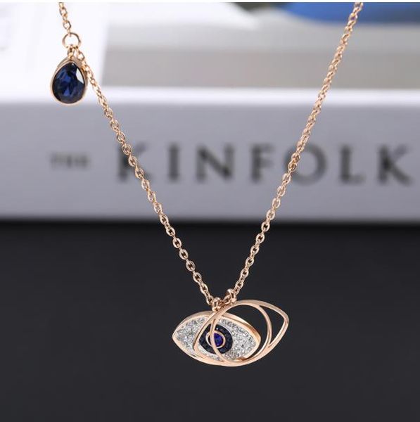 

оптовые дьявола кристалл глаз ожерелье женщин короткий ключицы титана стали ожерелье женщин аксессуары модно gif горячей продажи, Silver