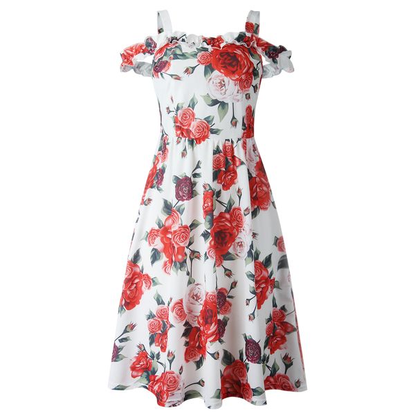 

vitiana women print floral party dress for womens summer 2020 female off shoulder a-line midi dresses femme beach party vestidos, Black;gray