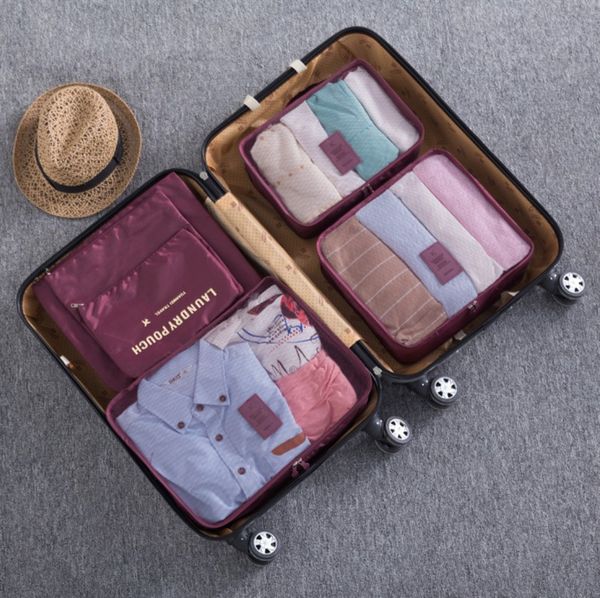 

6-piece travel portable storage bag large suitcase travel clothing sorting bag wash cosmetic finishing storage laundry