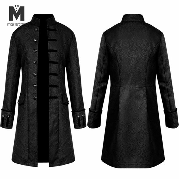 

spring retro gothic steampunk jacket men vintage floral outerwear coat casual windbreaker button mens overcoat plus size jacket, Black;brown