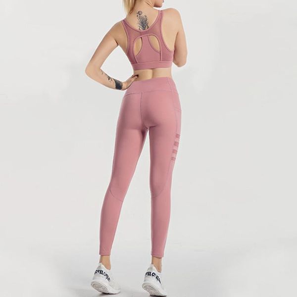 

summer solid color women's yoga fitness set shockproof bras fashionable buttocks tight elastic running sports yoga pants, White;red