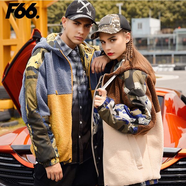 

men's winter new lamb fur coat men's street fashion camouflage stitching hooded flocking jacket men 111, Black;brown