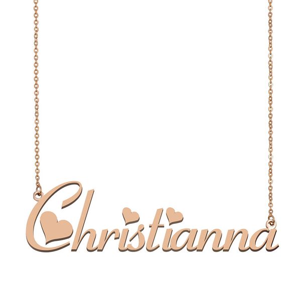 

christianna name necklace pendant for women girls birthday gift custom nameplate kids friends jewelry 18k gold plated stainless steel, Silver