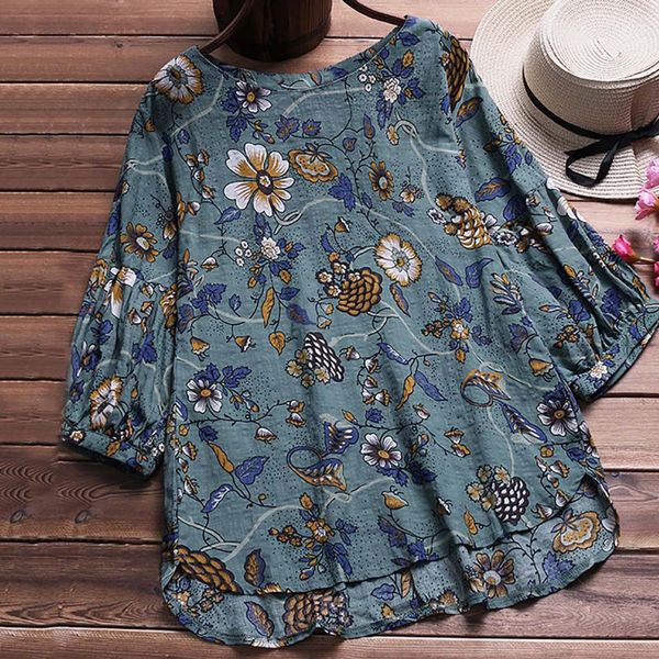 

women womens blouses women fashion blouses casual print long sleeve round neck loose shirt plus size female blusas sale, White