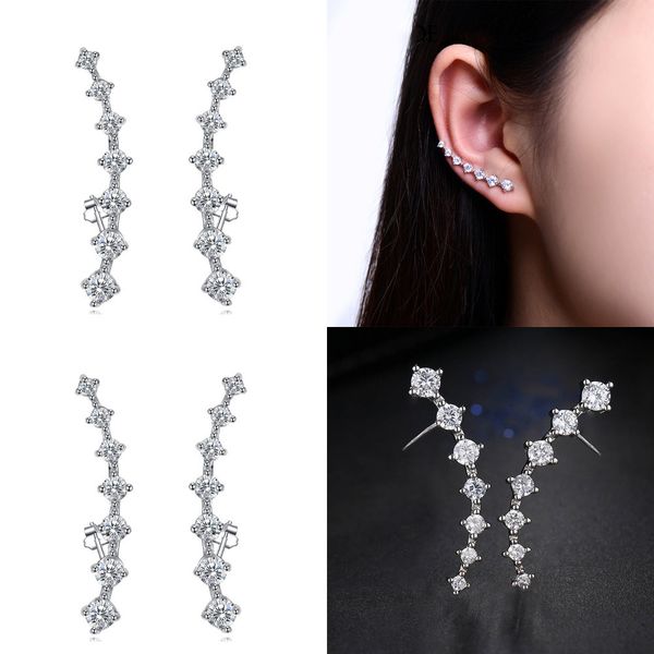 

2019 циркон уха ногтей популярные серьги с бриллиантами обруч клип на роскошные дизайнерские ювелирные изделия женщины бабочка серьги роза, Silver