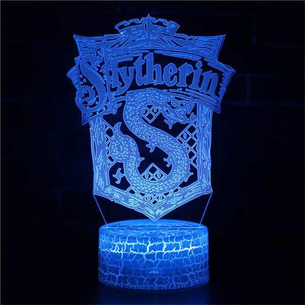 

Гарри Поттер Слизерин Night Light 3D Illusion Lamp 3 Pattern и 7 Изменение цвета LED Ночник с пультом