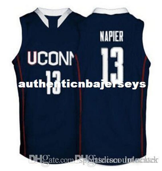 

factory outlet connecticut huskies #13 shabazz napier basketball jerseys white navy blue embroidery stitched personalized custom any size na, Black;blue